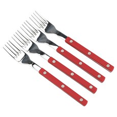 Bogen 韓國製造 Marssong 銀色餐具點心叉, 寶石紅, 4個