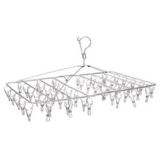 E.City 60夾 不鏽鋼防風扣長形曬衣架, 銀色, 1個