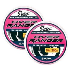 싸파 오버레인저 원투낚시 전용라인 나일론 낚싯줄 200m, 형광핑크, 2개