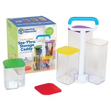 Learning Resources 空間整理透明手提收納盒 4格 LER3712, 1個, 混合顏色