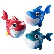 發條玩具3件組 鯊魚三劍客, 1套, 混合顏色