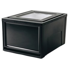 IRIS OHYAMA 愛麗思歐雅瑪 韓國製造 系統收納箱 滑動抽屜櫃 BC-450D, 黑色, 一層