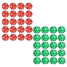 Dassadotcom 透明骰子 16mm 2款 x 20p 套組, 1套, 紅色, 綠色