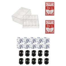 撲克籌碼 dassadotcom A2 200p + 壓克力盒 + 撲克牌 2p 套組, 1套, 白色, 黑色(撲克籌碼)