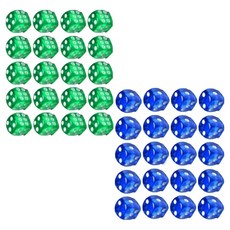 Dassadotcom 透明骰子 16mm 2款 x 20p 套組, 1套, 綠色, 藍色