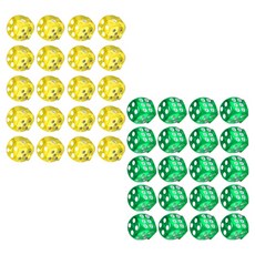 Dassadotcom 透明骰子 16mm 2款 x 20p 套組, 1套, 黃色, 綠色