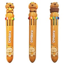 MS Cutie Bara 水豚君 10色原子筆 3入組 0.7mm, 1套, 混合色