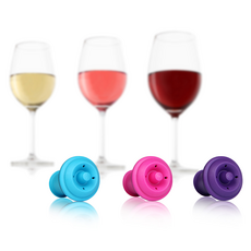 VacuVin Click 抽真空酒瓶塞3件組, 藍色 + 紫色 + 粉色, 1組