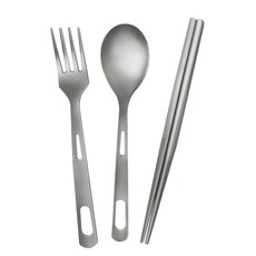 Beroso 倍麗森 鈦合金環保露營餐具組, 1組, 筷子 + 湯匙 + 叉子, 灰色