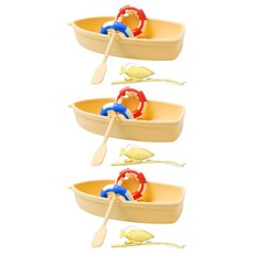 미미네아쿠아 어항장식품 둥둥 낚시하는 배 피규어, 3개