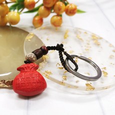 財神小舖 硃砂 平安福袋鑰匙圈 DSTL-2008, 紅色, 1個