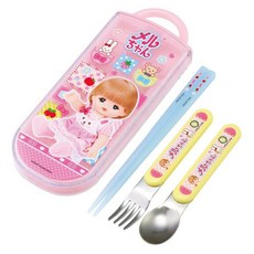 Skater AG抗菌三合一餐具組, 筷子 + 叉子 + 湯匙 + 外盒, 小美樂, 1組