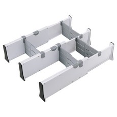 OLoBabee 伸縮抽屜隔板 隔板 3片 + 隔片 4片, 1組, 白色 + 灰色