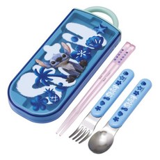 Skater AG抗菌三合一餐具組, 筷子 + 叉子 + 湯匙 + 外盒, Stitch 史迪奇, 1組