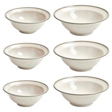 도자기 그릇 6p 세트, 베이지, 1세트, 작은볼3p + 면기 3p