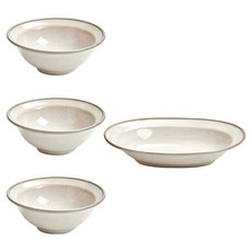 도자기 그릇 4p 세트, 베이지, 1세트, 작은볼 3p + 파스타볼 1p