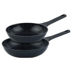 Dream Chef IH電磁爐用上菜平底鍋2件組, 平底鍋 24cm + 平底鍋 28cm, 1套, 黑色