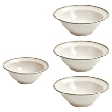 도자기 그릇 4p 세트, 베이지, 1세트, 작은볼 1p + 면기 3p