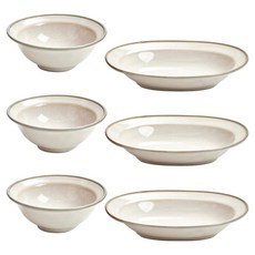도자기 작은볼 + 파스타볼 세트 6p, 베이지, 1세트, 작은볼 3p + 파스타볼 3p