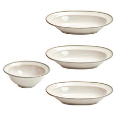 도자기 그릇 4p 세트, 베이지, 1세트, 작은볼 1p + 파스타볼 3p
