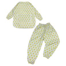 BEBE CHOUETTE 長袖美術罩衫 + 防水褲套組, 微笑灰