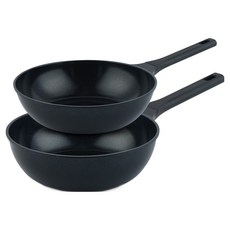 Dream Chef 電磁爐IH上菜用中式炒鍋2件組, 1套, 黑色, 中式炒鍋 24cm + 中式炒鍋 28cm