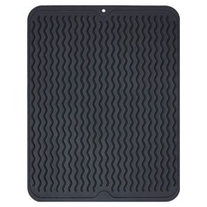 앞날창창 싱크대 물빠짐 실리콘 식기 건조 드라잉 매트 중형, 블랙, 1개, 1단