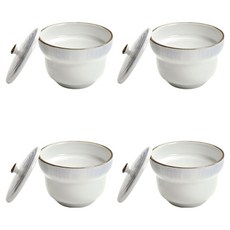 附蓋調味醬料碗 蒸蛋湯碗, 白色, 4個