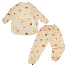 BEBE CHOUETTE 兒童長袖美術圍裙 + 防水褲套組, 啾啾樂園