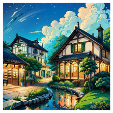 Potenkit 風景油畫套組 畫布 + 支撐板 + 顏料 + 畫筆組 20 x 20 cm, 1套, 款式11