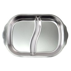 kitchen U 304不鏽鋼把手點心餐盤 2格, 銀色, 1個