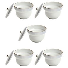 附蓋調味醬料碗 蒸蛋湯碗, 白色, 5個