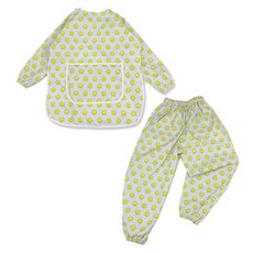 BEBE CHOUETTE 兒童長袖美術罩衫 + 防水褲套裝, 微笑灰