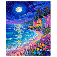 Potenkit 高級油畫套組 畫布 + 顏料 + 畫筆組 40 x 50 cm, 1套, 海灘5