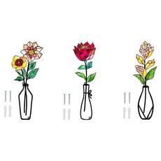 마켓에이 꽃병 벽 장식 인테리어 소품 3종 세트, 옐로우레드