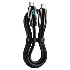 小麥購物 Type-C系列 120W數顯Type-C-Type-C數據線 L1363, 黑色, 1條, 200cm