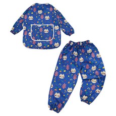 BEBE CHOUETTE 長袖美術畫畫衣 + 防水褲套裝, 貓咪