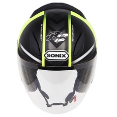 AURA SONIX R12開放式面罩安全帽, 霧面黑+綠色