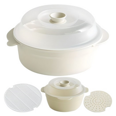 EASY&FREE 蒸籠微波保鮮盒組 L 1.2L + S 650ml, 1套, 白色