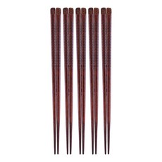 AHOYE 日式木雕防滑木筷子/環保筷/木筷/止滑筷5雙組, 1組, 5雙筷子, 咖啡色