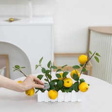 플라워트리 조화 과일나무 장식 울타리 화분 세트 24cm, 배 화이트 울타리, 1세트