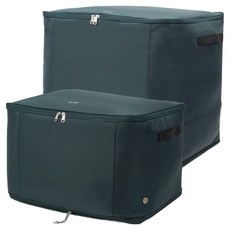 OLIVING 布料壓縮擴充收納箱, 2個, 苔綠色