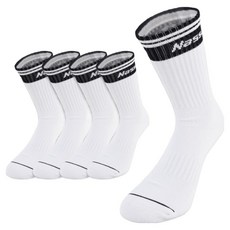 Nassau 男士網球襪 5雙入 TL-M01, 1個, 黑色Logo