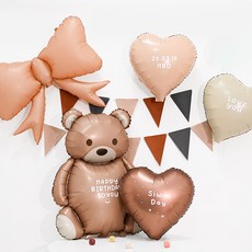 PARTYSHOW DIY客製化文字貼紙 可愛蝴蝶結小熊愛心掛旗組, 1套, 棕色