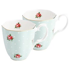 로얄알버트 뉴황실장미 빈티지 머그컵 400ml, 폴카로즈, 2개