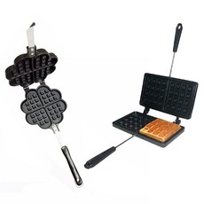 TRIARROW 三箭牌 鬆餅烤盤2件組 WY-011 + WY-018, 黑色, 1套, 方形烤盤 + 心型烤盤