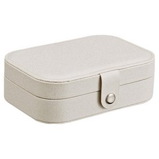 PU皮革雙層首飾收納盒/旅行便攜珠寶盒 16 x 11.5 x 5cm, 白色, 1個