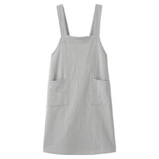 SHIMOYAMA 水洗棉背掛交叉式圍裙附雙口袋 長100cm, 淺灰色, 1件