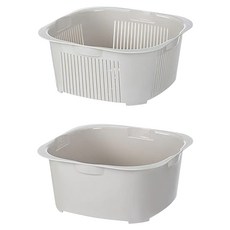 SHIMOYAMA 可層疊雙層洗菜籃/蔬果瀝水籃, 灰色, 1個