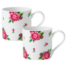 ROYAL ALBERT 新皇家玫瑰現代馬克杯, 2個, 白色